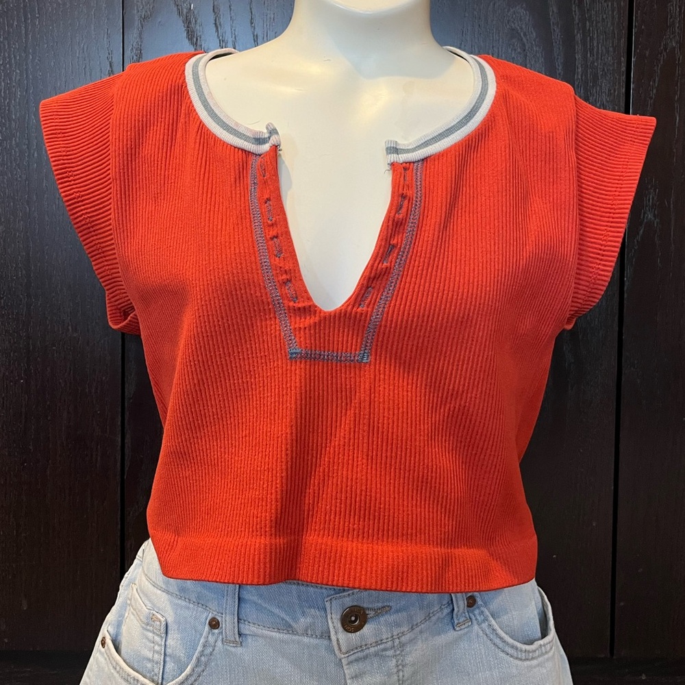 Out From Under Contrast Trim Cropped Tee